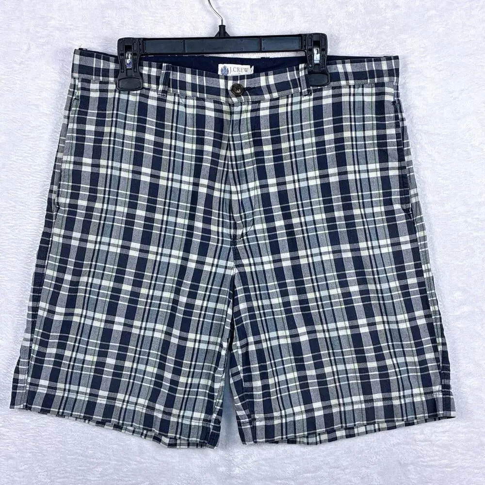 VTG J.CREW Mens 35 Y2K Madras Plaid Bermuda Preppy Beach Resort Golf Shorts 90s
